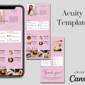 Acuity Scheduling Template For Lash Techs | Canva Template | Pink Design | Instant Download | Website Template | DIY | Customizable