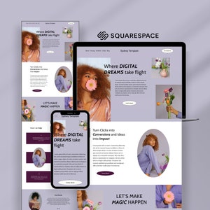 Squarespace Template for Digital Marketing Agency, Website for Social Media Manager, Coach, Blogger, Consulting, Squarespace Site 7.1