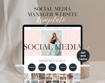 Social Media Manager Website, Canva Site Template, Digital Marketing Manager Website, Social Media Agency, Social Media Coach, Pink Design