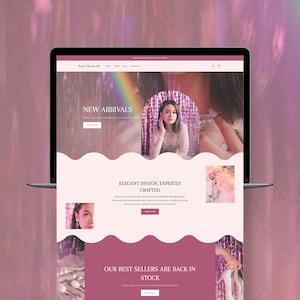 Shopify Tema Minimalista, Design estetico di siti web di lusso, Elegante negozio boutique, Banner Canva modificabili, Modello e-commerce, Rosa