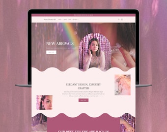 Tema de Shopify minimalista, diseño de sitio web de lujo estético, tienda boutique elegante, banners de Canva editables, plantilla de comercio electrónico, rosa