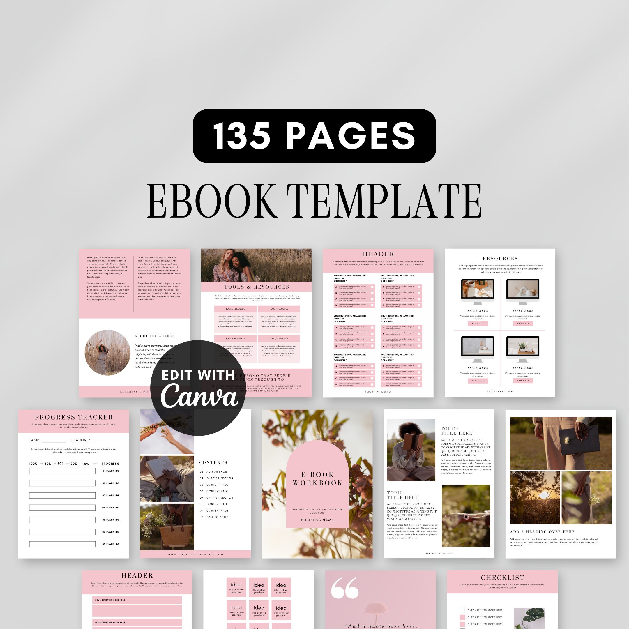 Course Ebook Workbook Template Canva, Template for Coaches, Bloggers ...