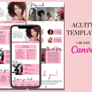 Acuity Scheduling Template, DIY Acuity Site Design, Lash Tech, Hair Stylist, Makeup Artist, DIY Booking Site Template, Acuity Website