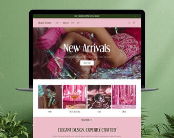 Shopify Theme Minimalist, Aesthetic Luxury Website Design, Elegant Boutique Store, Editable Canva Banners, Ecommerce Template, Pink