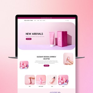 Shopify Theme Minimalist, Aesthetic Luxury Website Design, Elegant Boutique Store, Editable Canva Banners, Ecommerce Template, Pink