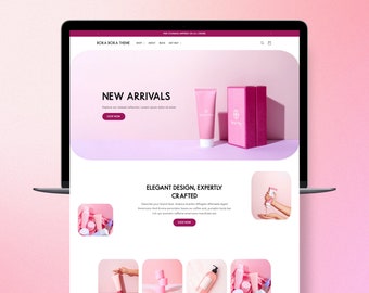 Tema de Shopify minimalista, diseño de sitio web de lujo estético, tienda boutique elegante, banners de Canva editables, plantilla de comercio electrónico, rosa