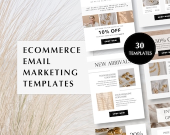 E-commerce e-mailmarketingsjablonen, bewerkbare canva-sjabloon voor mode-sieraden, Mailchimp-nieuwsbriefsjabloon, e-mailvolgorde, automatisering