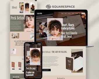 Modèle Squarespace d&#39;auteur, site Web d&#39;auteur, page de destination pour auteur, rédacteur, podcasteur, conférencier, site Web de kit média, Squarespace 7.0