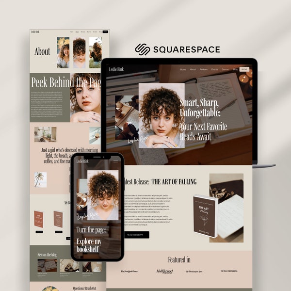 Author Squarespace Template, Author Website, Landing Page for author, writer, podcaster, speaker, Media Kit Website, Squarespace 7.0