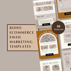 Boho Email Marketing Templates, Editable Canva Template For Fashion Jewelry, Mailchimp Newsletter Template, Email Sequence, Automation