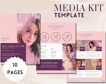 10 Page Media Kit Template | Influencer Blogger Media Kit | Rate Sheet | Instagram TikTok Rate Card | Blogger Press Kit | Canva template