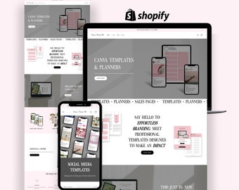 Shopify Theme For Digital Products, Website Template for Planners, Printables, Canva Banners, Luxury Design, Ecommerce Template, Pink
