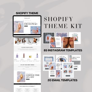 Shopify Theme Kit Minimalist, Aesthetic Luxury Website Design Bundle, Luxe Skincare Boutique, Editable Canva Banners, Ecommerce Template 2.0