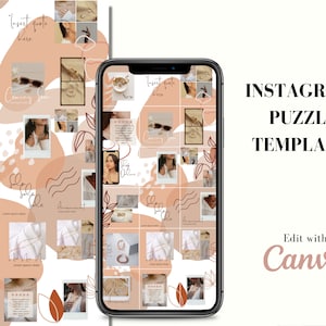 Instagram Puzzle Template Boho | IG Puzzle Grid | Beige Minimalist Modern | Social Media Branding Kit | Edit with Canva | Instagram Feed
