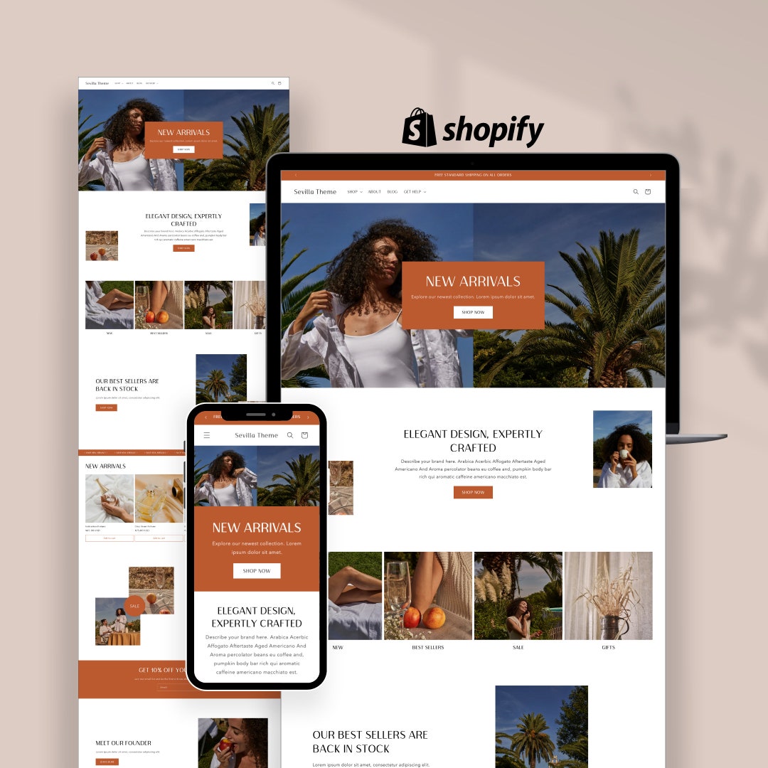 Shopify Theme Minimalist, Aesthetic Luxury Website Design, Elegant Boutique Store, Editable ...