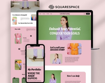Modèle Squarespace pour coach, agence de marketing numérique, site Web pour gestionnaire de médias sociaux, blogueur, site Web de conseil, Squarespace 7.1