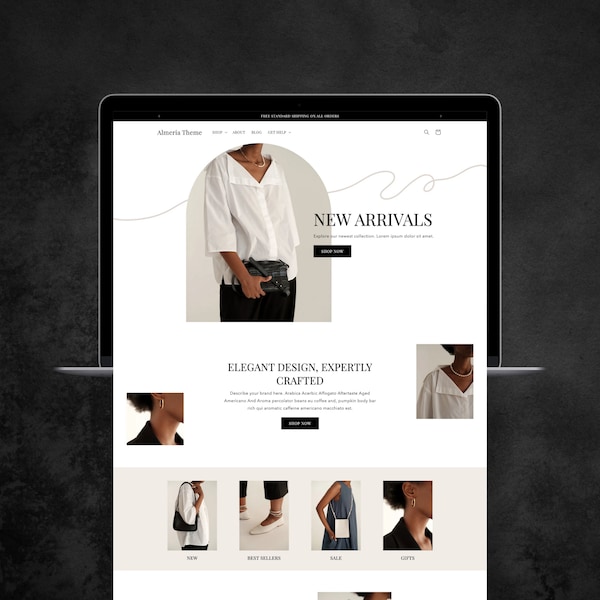 Shopify Theme Minimalist, Aesthetic Luxury Website Design, Elegant Boutique Store, Editable Canva Banners, Ecommerce Template, Black, White