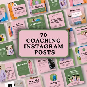 70 Coaching-Instagram-Beitragsvorlagen, Life-Coach-Canva-Vorlagen, Mindset-Coach-Social-Media-Beiträge, Branding-Marketing, ganzheitlicher Life-Coach