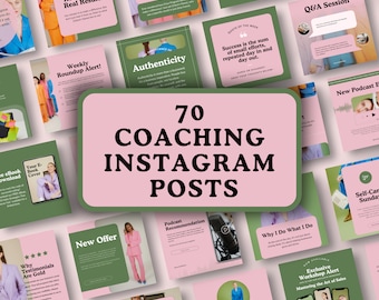 70 Coaching Instagram Post Templates, Life Coach Canva Templates, Mindset Coach Social Media Posts, Branding Marketing, Holistic Life Coach