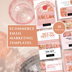Ecommerce Email Marketing Templates, Editable Canva Template For Fashion, Mailchimp Newsletter Template, Email Sequence, Automation, Pink