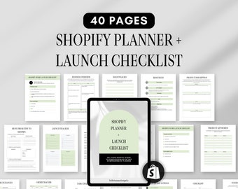 Shopify Store Launch Checklist, Shopify Planner For Small Business, Printable Small Business Planner, Website Planner, Digital Planner