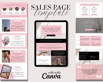 Canva Sales Page Template | Coaching Course Landing Page | Landing Page | Course Creator Template | Editable DIY Canva | Pink Minimalist