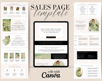 Canva Sales Page Template | Coaching Course Landing Page | Landing Page | Course Creator Template | Editable DIY Canva | Neutral Minimalist