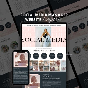 Social Media Manager Website, Canva Site Template, Digital Marketing Manager Website, Social Media Agency, Social Media Coach, Pink Design