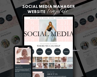 Social Media Manager Website, Canva Site Template, Digital Marketing Manager Website, Social Media Agency, Social Media Coach, Pink Design