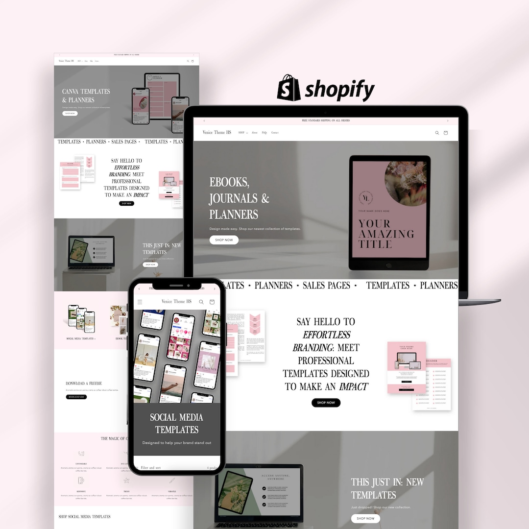 Shopify Theme for Digital Products, Website Template for Planners ...