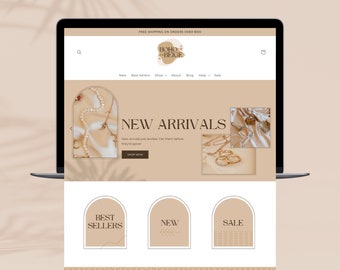 Boho Shopkette Theme Vorlage, ästhetische Shopkette Boutique Website, Shopkette Banner, Luxus Website Design Vorlage, minimalistische Website, Canva