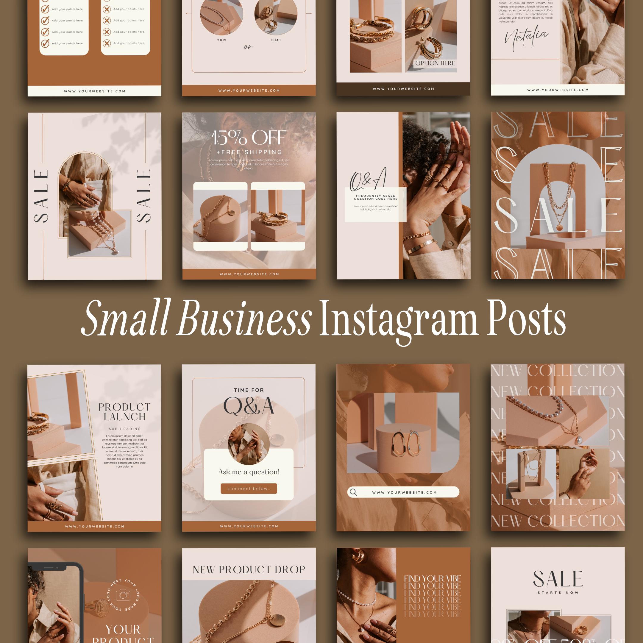 80 Boho Instagram Post Templates for Small Businesses Ecommerce Online Stores | Boho Beige | Branding Marketing | Edit with Canva