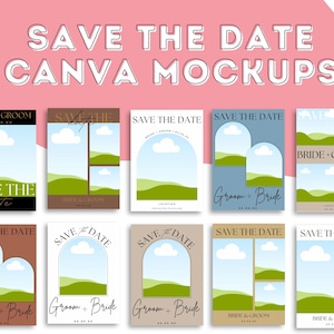 Save the Date Mockups, Drag & Drop, Editable Canva Templates, Wedding Save the Dates, Wedding Invitations, Wedding Planning