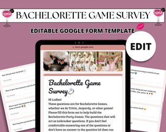 Sondage numérique sur les jeux de société, formulaire Google modifiable pour les jeux de société, idées de planification de mariage, téléchargement immédiat