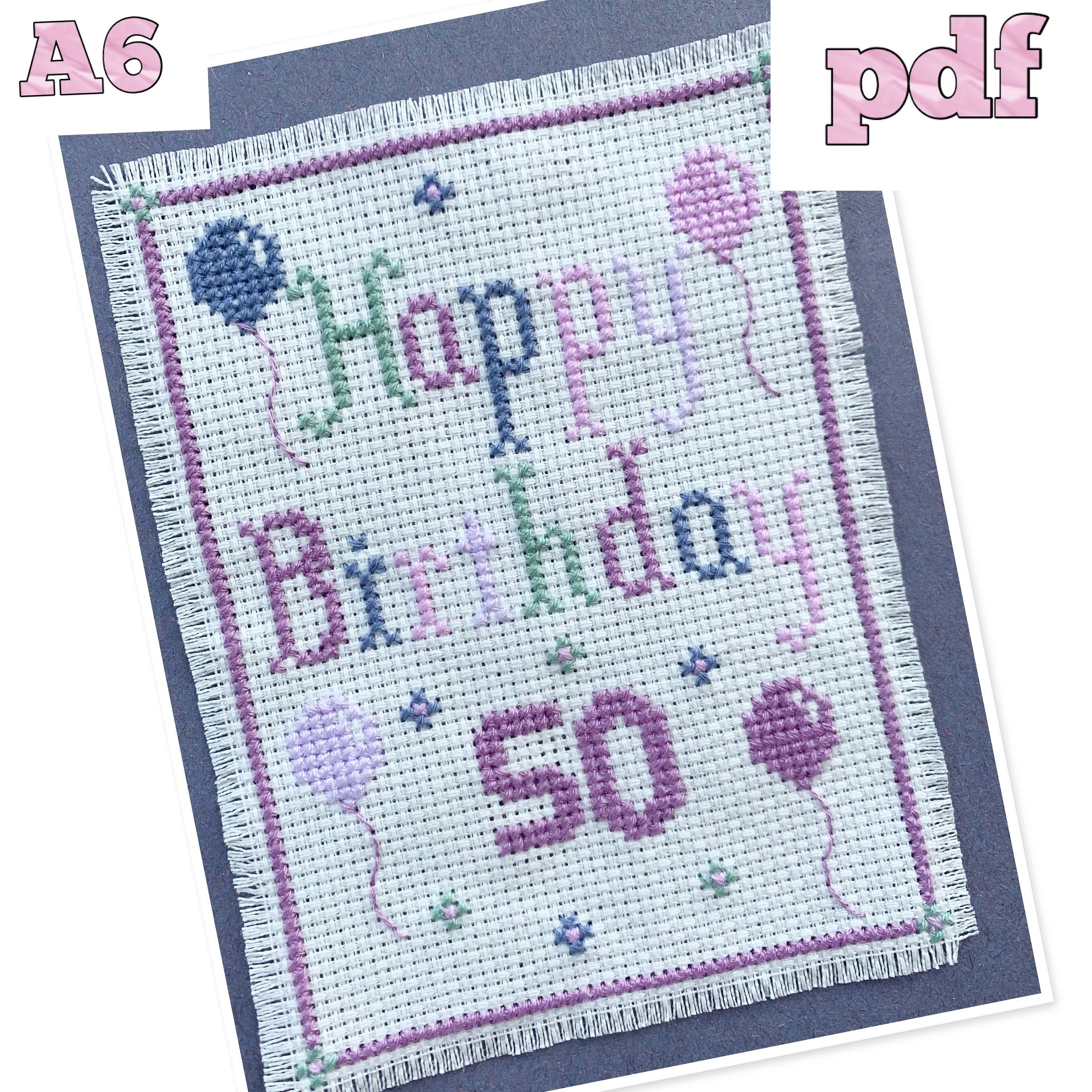 Cross Stitch Pattern Happy Birthday 50th Lavender Etsy Cross Stitch Pattern Happy Birthday 50th Lavender Etsy