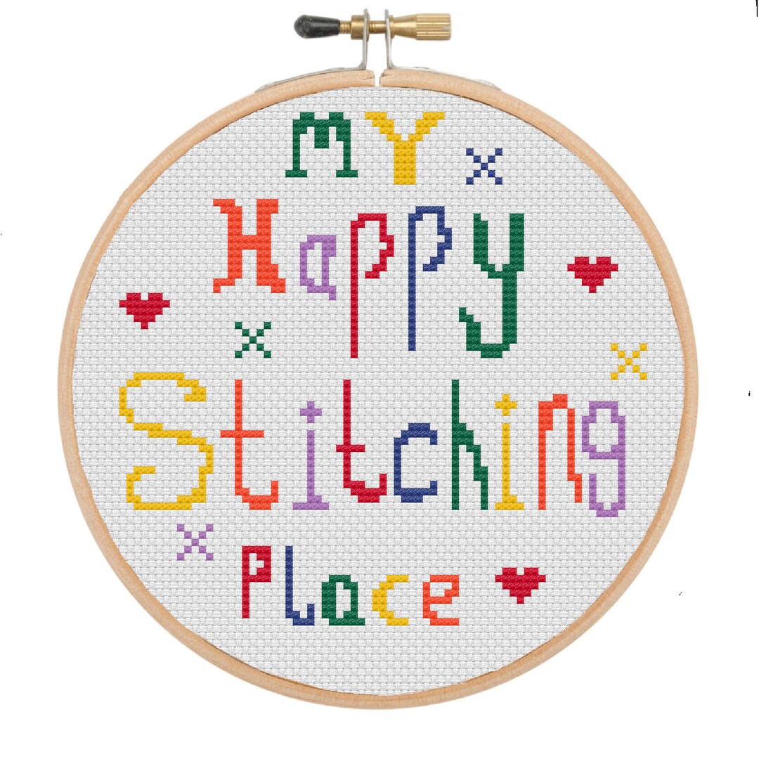 Happy Stitching Pattern Happy- Cross Stitch Pattern - My Happy Stitching Place - Rainbow ...