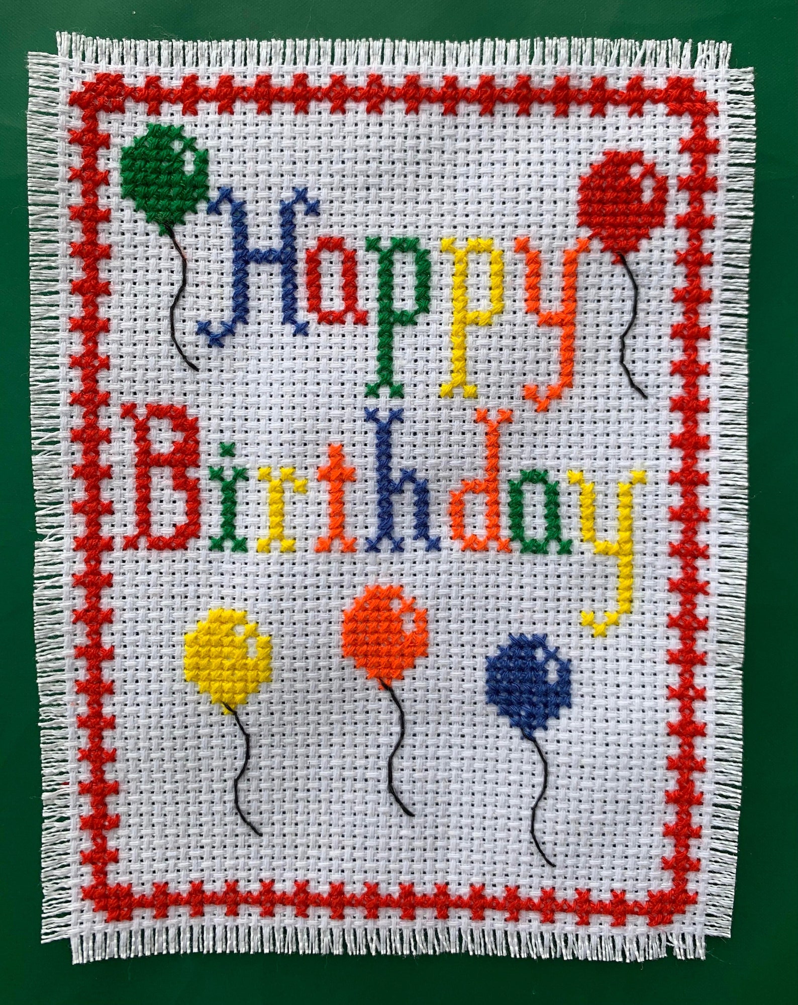 Cross Stitch Pattern Happy Birthday Rainbow Balloons Pdf Pattern Size A6 Card Etsy New Zealand