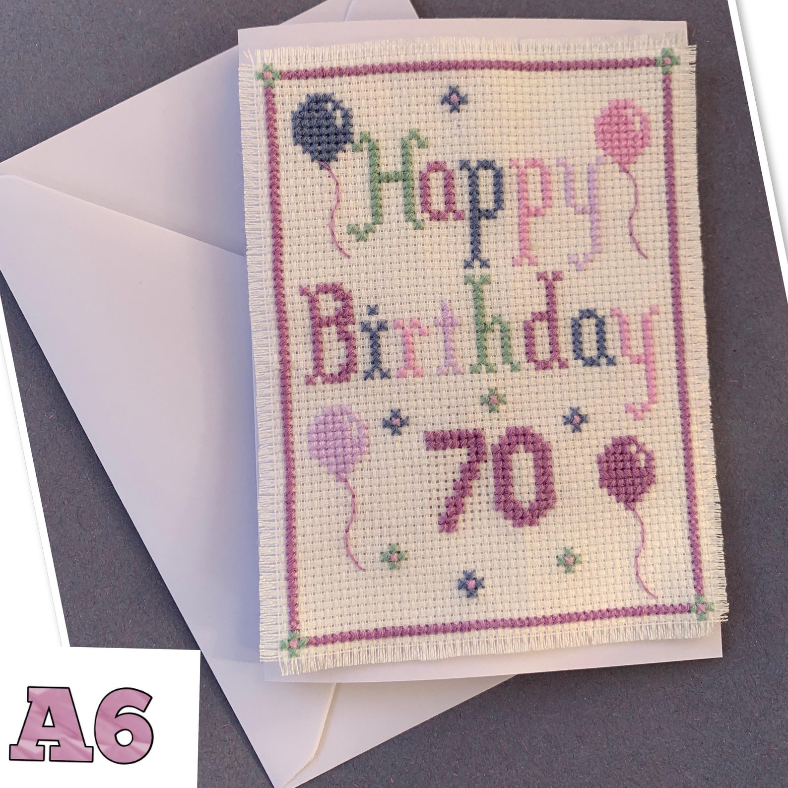 Cross Stitch Pattern Happy Birthday 70th Lavender Etsy Cross Stitch Pattern Happy Birthday 70th Lavender Etsy