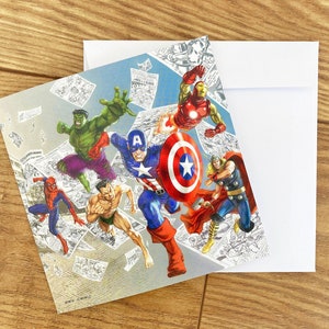Marvel Geburtstagskarte, Marvel Superheld Grußkarte, Dankeskarte, Kartenspiel, innen leer