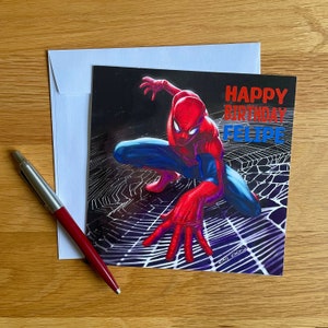 Carte d'anniversaire personnalisée Spider-Man, carte de voeux Marvel, carte de remerciement Spider-Man, intérieur vierge