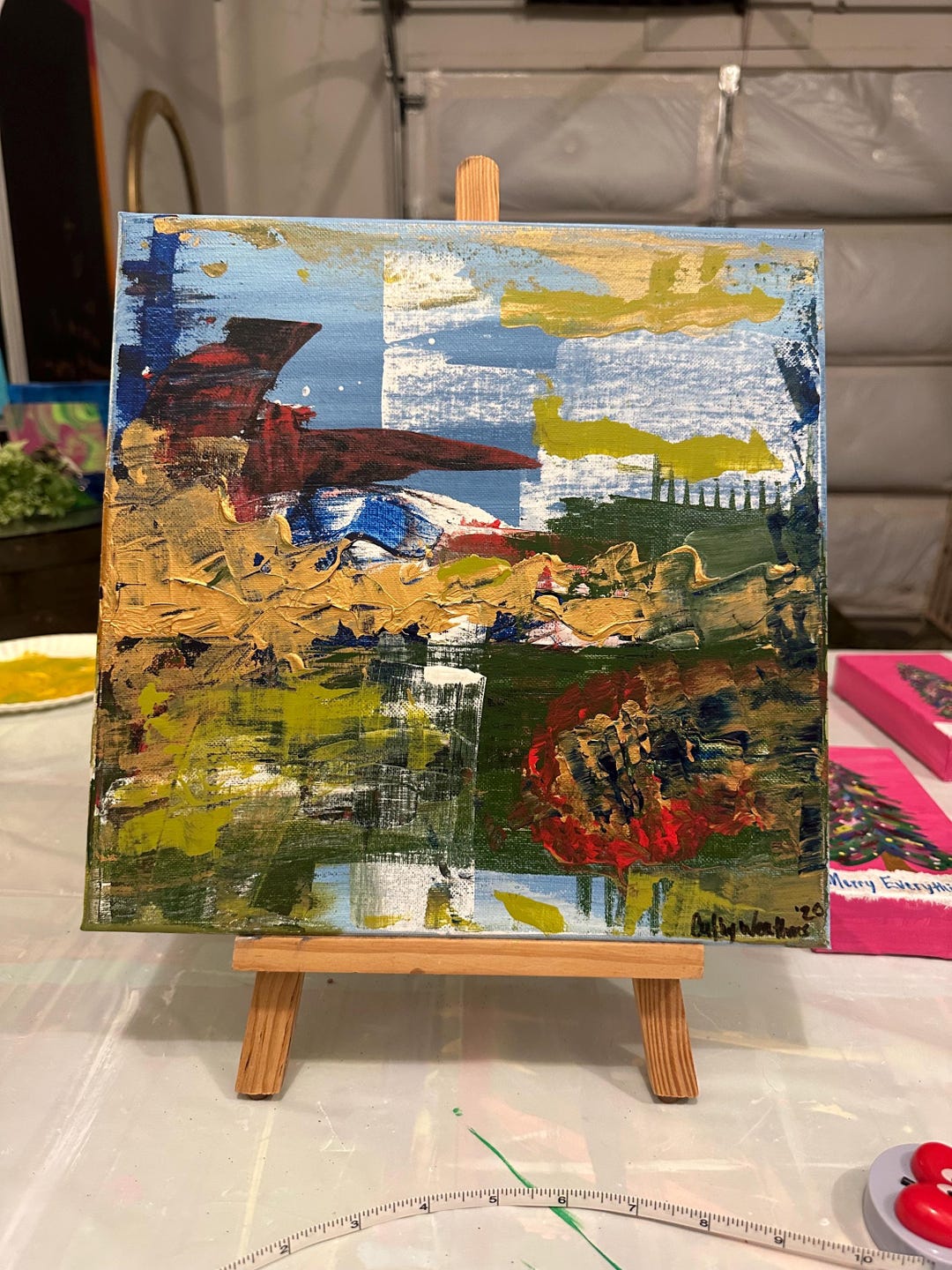 オリジナルの抽象的なテクスチャーの絵画、ユニークなアクリル画、12