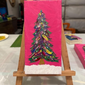 Christmas painting, original, one of a kind acrylic painting, 8” x 4” wrapped canvas