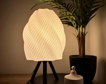 Modern table lamp Hestia - Minimalist bedside lamp with base | Wave design, Scandinavian lighting for living room & decoration