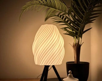 Modern table lamp Poseidon - Minimalist bedside lamp with base | Wave design, Scandinavian lighting for living room & decoration
