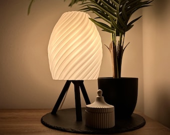 Modern table lamp Hades - Minimalist bedside lamp with base | Wave design, Scandinavian lighting for living room & decoration