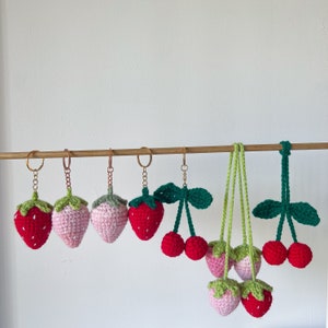 Crochet Cherry Keychain/cherry Keyring/cherry Amigurumi/crochet Keyring/ cherry Bag Charm 