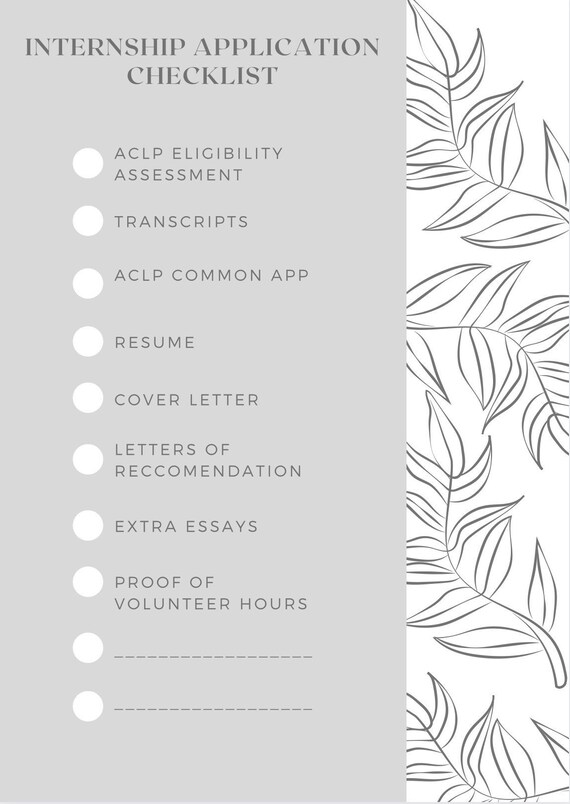 Child Life Internship Check List Grayleaves Etsy