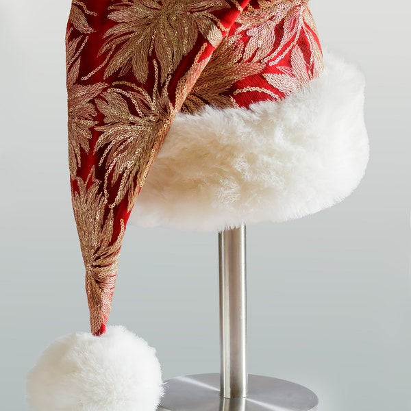 Bonnet de Noel brodé doré