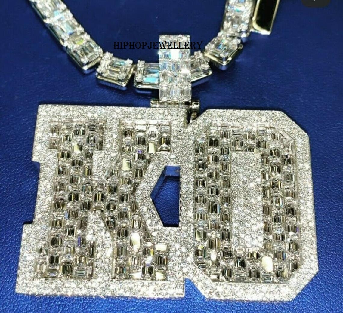 Custom Letter pendant D Iced Out CZ/Moissanite Diamond/925 Etsy
