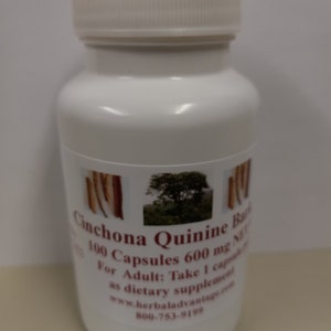 Cinchona Quinine Bark 100 Capsules 600 mg Herbal Supplement